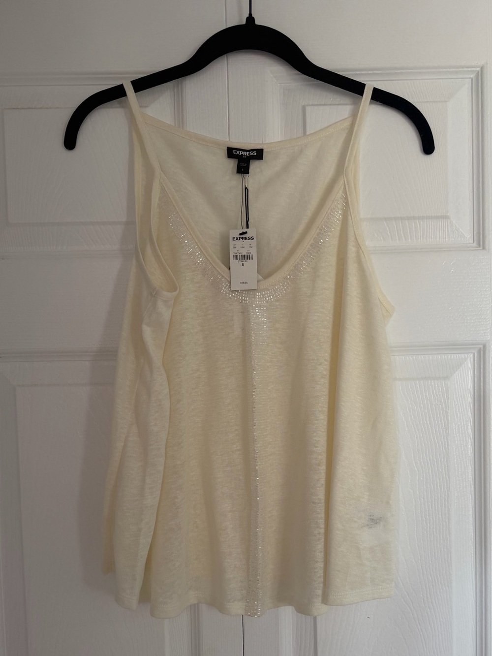 Express Cream Beaded Spaghetti Strap Camisole